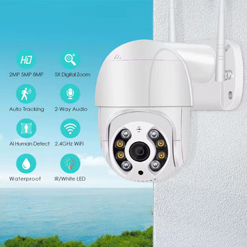 Cameră de Supraveghere Exterior WiFi 4K Frize G636, Rotativă, IP66, Vedere Nocturnă și Detectare Mișcare