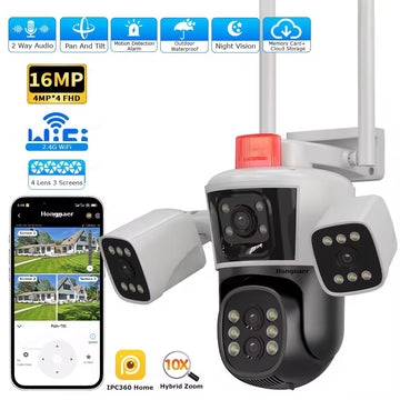 Cameră de Supraveghere Exterior WiFi 4K Frize G555, Proiectoare LED, Alarmă Luminoasă, IP66 și Vedere Nocturnă