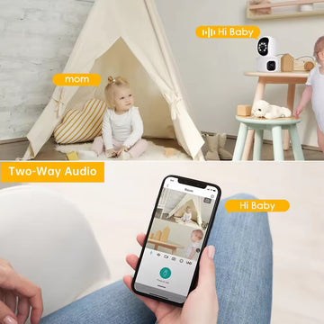 Cameră de Supraveghere Interior WiFi 4K Frize Q-SX626, Două Lentile, Rotativă, Vedere Nocturnă și Stocare Cloud