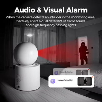 Cameră de Supraveghere WiFi 4K cu Ecran Frize Q-K9 PRO, Apel Video, Rotire 360°, Urmărire Automată și Vedere Nocturnă