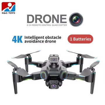 Dronă Pliabilă Frize GST700 cu Cameră Duală 4K HD, Senzori Frontali, Control prin Telecomandă și Telefon, Lumini LED