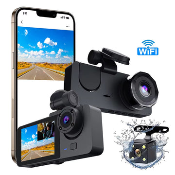 Cameră Bord / Trafic  Full HD cu 3 Camere, Camera Spate , WiFi, Monitorizare Parcare și Night Vision