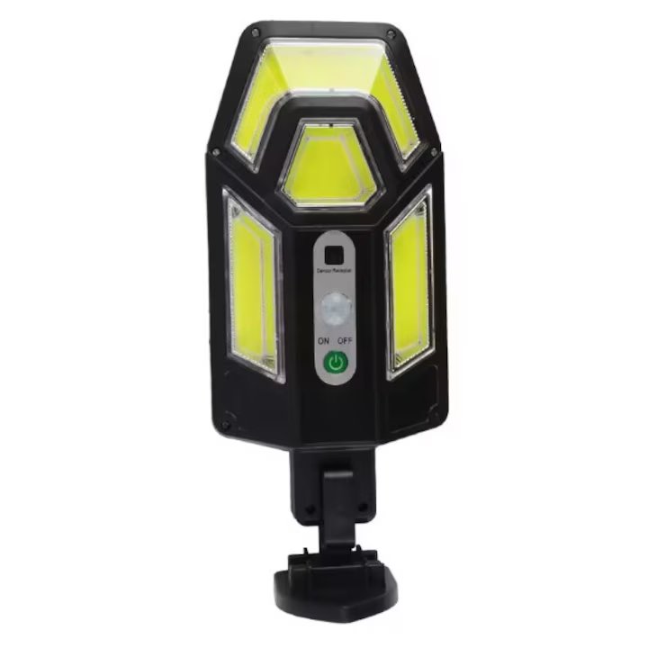 Lampa solara LED, 50W, 2 moduri iluminare, Senzor miscare, Telecomanda, Negru.