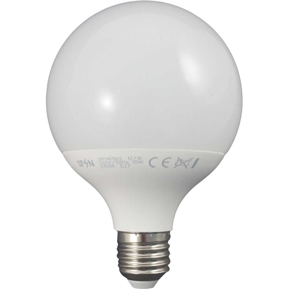 Led izzó E27, modell G95, 15W=150W, 6400K, hideg fény, 1400Lm