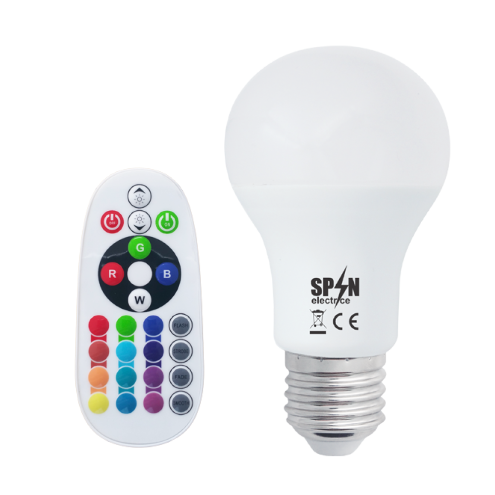 Led izzó E27, 8W=70W, Rgb+6400K, hideg fény, 850Lm + Smart Remote Control Kit