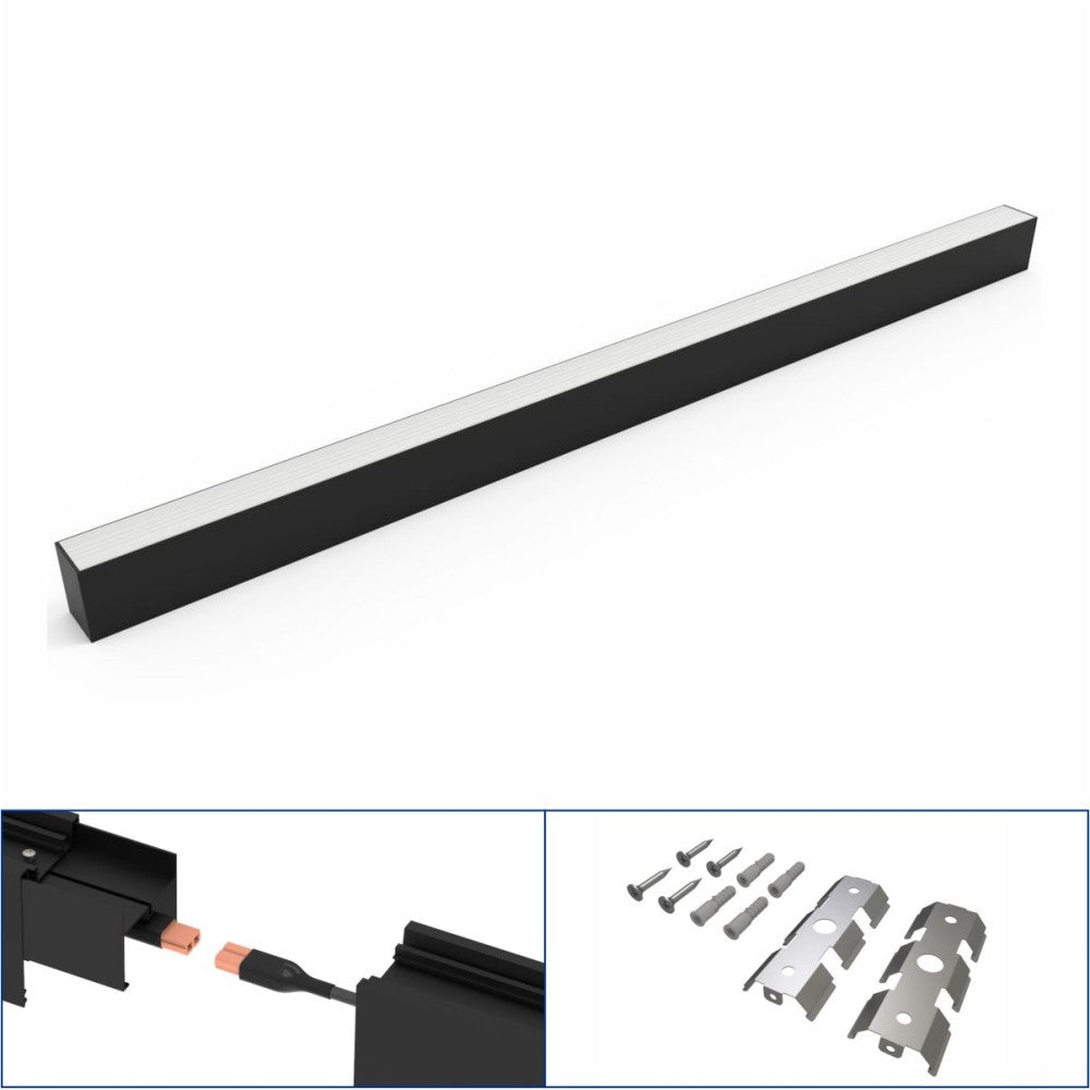 Összekapcsolható lineáris LED ház, 40W, 5000K, fekete