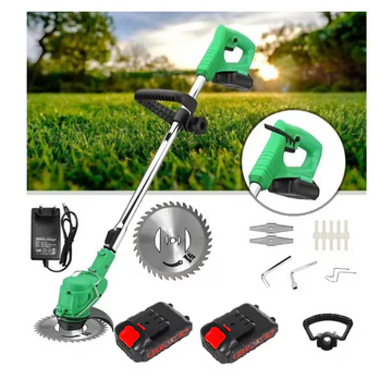 Motocoasă Electrică 18000 RPM cu Acumulator 36V – 2 Baterii, Braț Ajustabil, 2 Lame și Disc pentru Tăiere iarbă și Vegetație