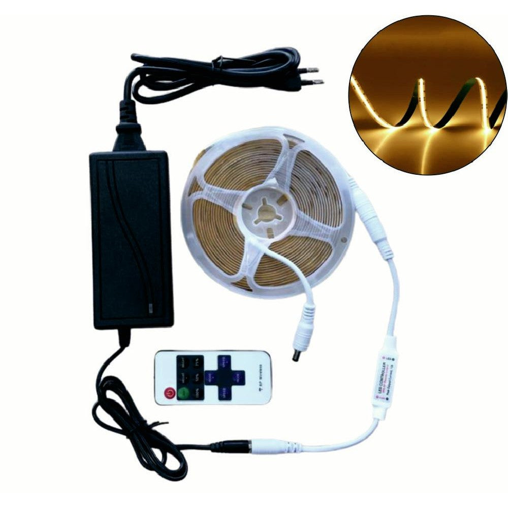 COB LED szalagkészlet távirányítóval 300LED/m 12W/m 3000K 12V - meleg fény