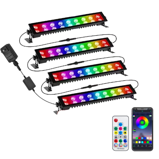 Intelligens RGBCW LED projektor, Alkalmazás, Beltéri/Kültéri, Vízálló, Internetes telefon vezérlés, Távirányító, Fény programozási mód, 48W, Fekete