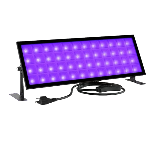 LED projektor UV fénnyel, beltéri/kültéri, vízálló, 96 W, fekete