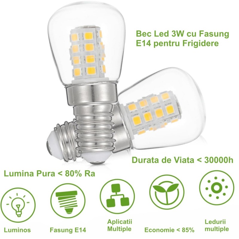 Hűtőkörte LED 3W/E14-el
