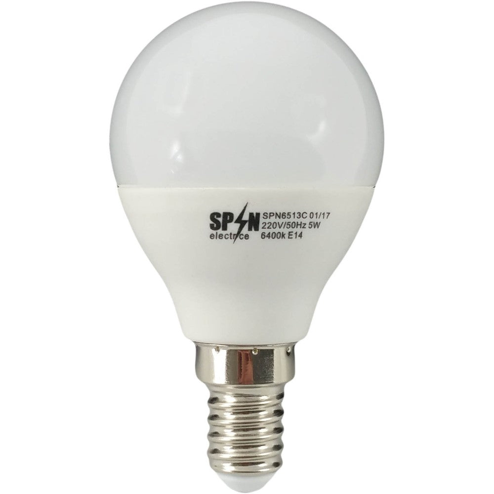 Gömb alakú LED izzó E14, földgömb G45 modell, 7W=60W, 6400K, hideg fény