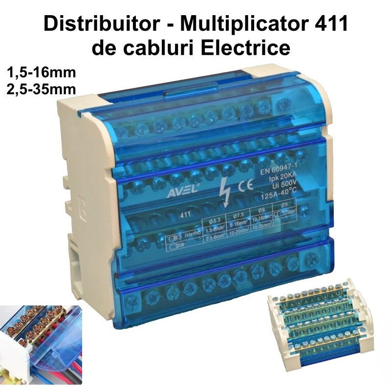 Elektromos elosztó blokk 411 - 125A / 500V 1,5-25mm / 2,5-35mm