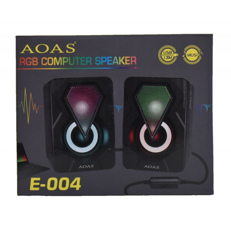 Számítógépes hangszórók RGB LED-ekkel és USB E-004-gyel