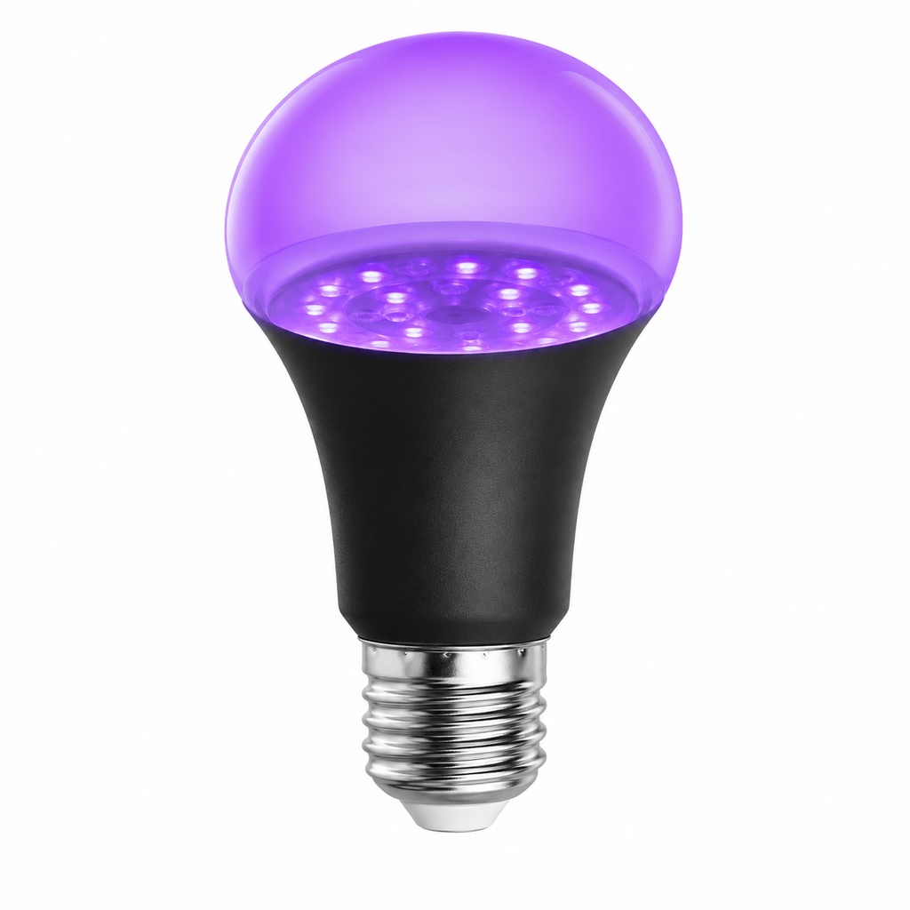 Bec LED UV Blacklight E27, Putere 12W, 395nm, Formă Clasică A60, pentru Petreceri, Decor și Efecte Fluorescente