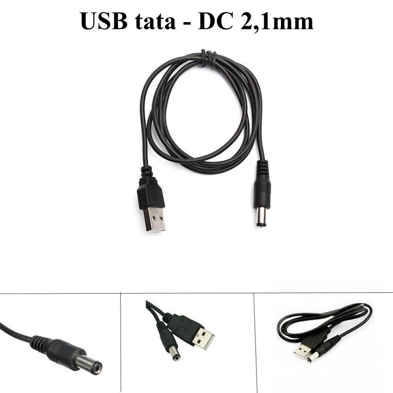 Cablu Alimentare USB Tata la DC Tata 2,1mm/0,6m - Frize