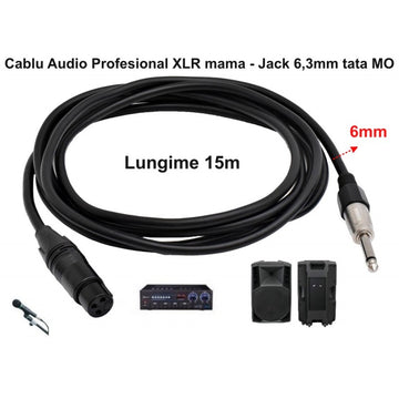 Cablu Audio Jack 6,3mm Tata MO - XLR Mama Profesional - 6mm / 15m