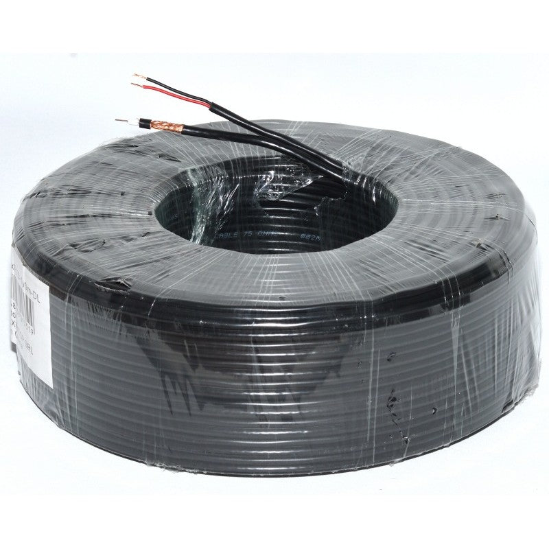 Cablu Coaxial TV RG6U Cupru + Alimentare 2x0,5 (Negru) - Frize