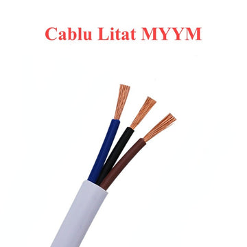Cablu Electric Litat MYYM Alb 3x1,5mm – 100ml pentru Instalatii Electrice Rezistente și Durabile