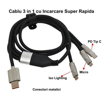 Cablu Fast 100W - 3 în 1 Micro - Tip C - iOS / CA-880