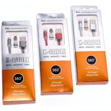 Mágneses kábel 3 az 1-ben/iPhone, Micro USB, C típusú