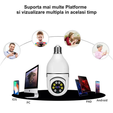 Térfigyelő kamera IP-vel, PTZ 360˚ és Wi-Fi-vel - E27 / V380 Pro