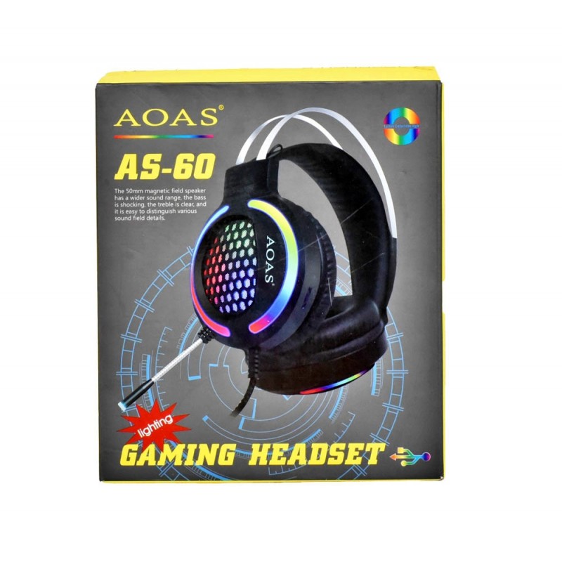 Casti Gaming cu LED-uri RGB, Microfon și USB AS-60