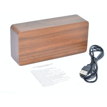 Óra 1299 Barna fa zöld LED-del, 15x7x4cm