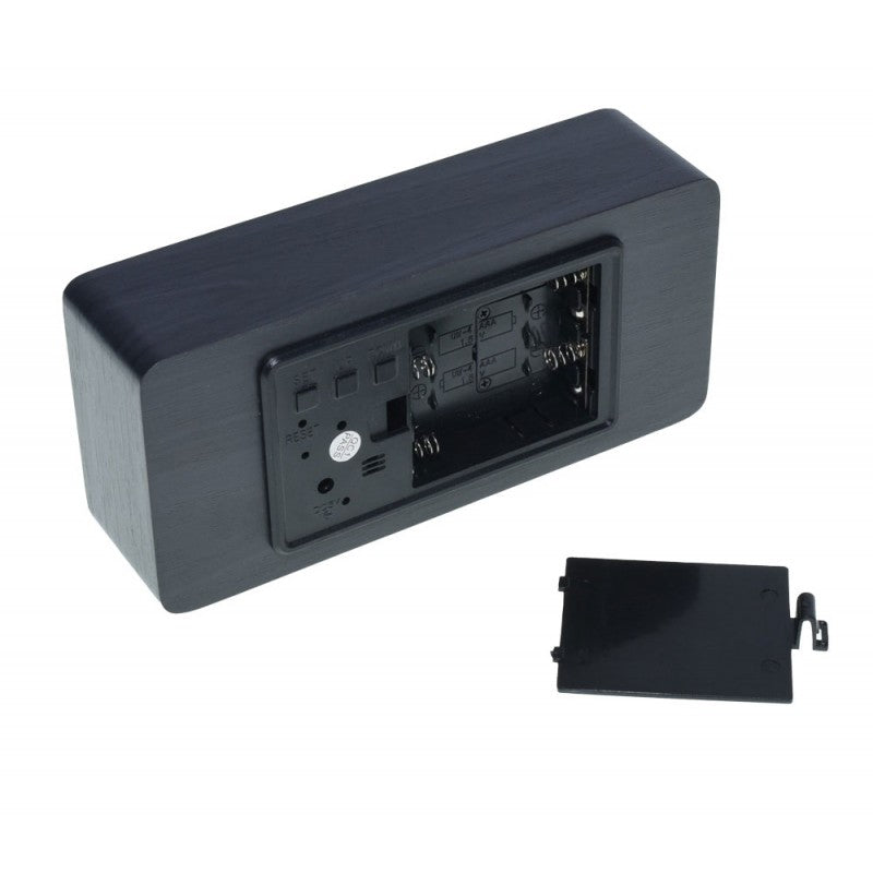 Ceas 1299 Lemn Negru si Led Alb, 15x7x4cm - Frize