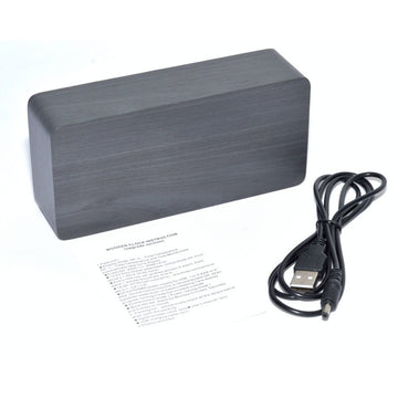 Óra 1299 Fekete fa és piros LED, 15x7x4cm
