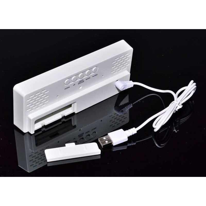 Ceas Alb Oglinda cu Lumina LED Verde, GH-0712L - Frize