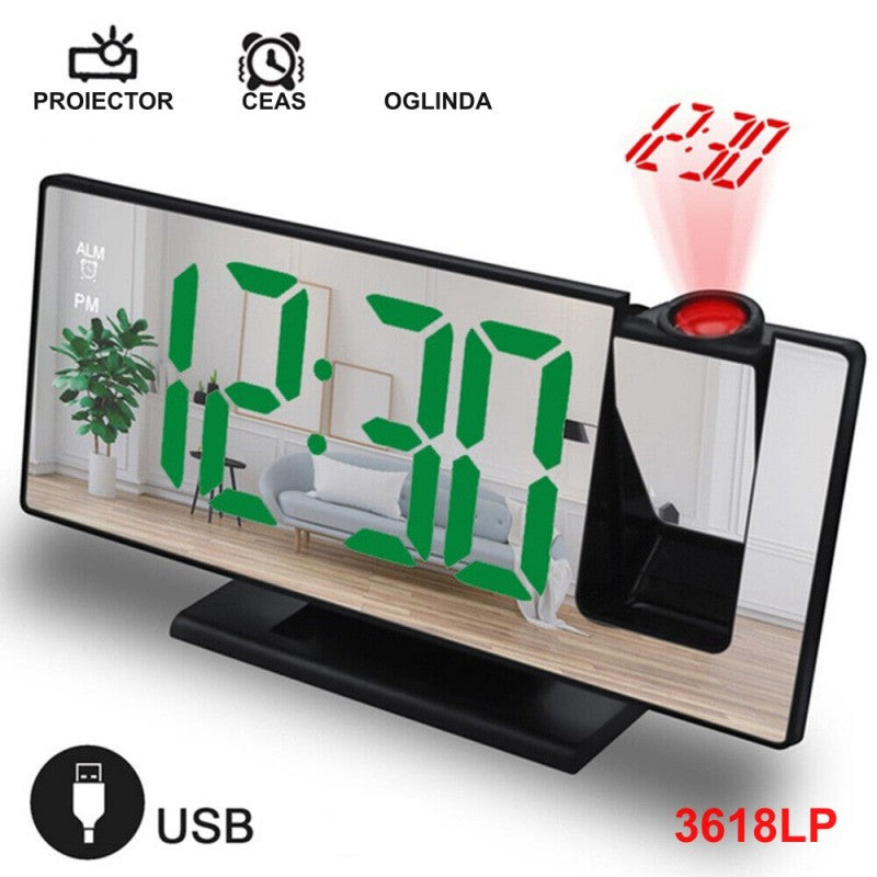 Ceas cu Oglindă și Proiecție 3618LP - Verde