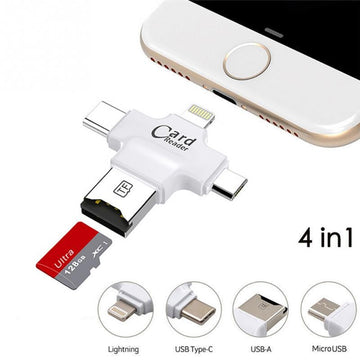 Kártyaolvasó 4-1, Iphone / Android, usb C, micro sd kártya, micro usb, otg