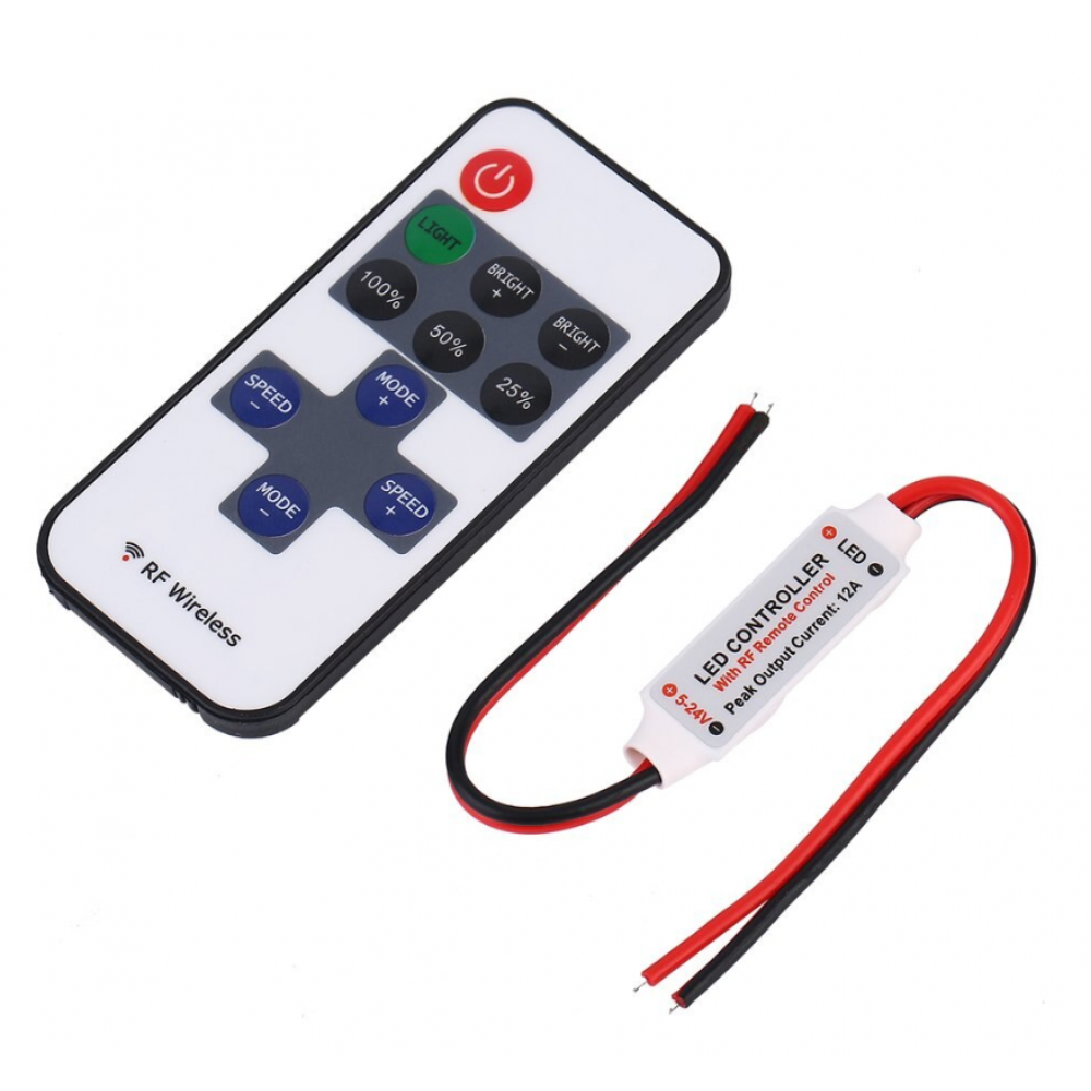 Mini Variator de Intensitate pentru Bandă LED 12V 72W cu Telecomandă RF – Control Wireless al Luminii pentru Spații de Locuit și Comerciale
