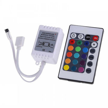 Controller LED RGB 12V 72W cu Telecomandă IR 24 Taste – Control pentru Benzi LED Colorate în Proiecte de Iluminat Decorativ