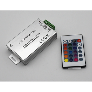 Controller pentru Bandă LED RGB 12V, 144W cu Telecomandă IR 24 Taste – Control Ușor pentru Iluminat Ambient în Spații Interioare