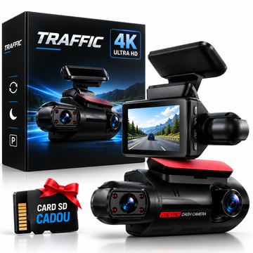 Cameră Auto de Bord 4K Traffic – Vedere Nocturnă, Monitorizare Parcare + Card SD Cadou