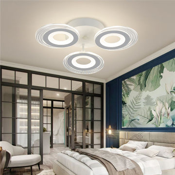 Lustră LED Cu 3 Cercuri, 70W, 3 Culori Lumină, Telecomandă, 470x85mm
