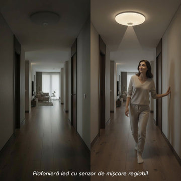 Plafonieră LED cu Senzor de Mișcare, Ø270mm, 12W, 4100K, Lumină Neutră