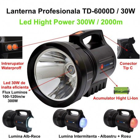 Lanternă LED High Power 30W TD-6000D