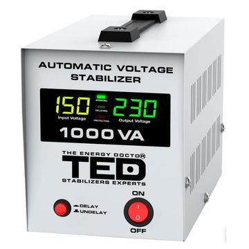 Stabilizator Tensiune AVR 1000VA/600W cu Afișaj LCD și Ieșire Schuko – Protecție Electrică pentru Echipamente Sensibile