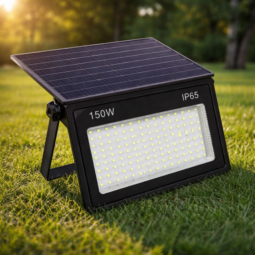 Proiector cu Panou Solar Integrat 150W, 1600lm, 6500K, IP65, 285x175x52mm