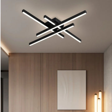 Lustră LED Axis Negru, 4 Brațe, 50W, 3530lm, 700x700x100mm