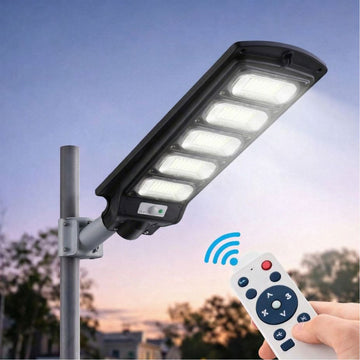 Corp Stradal LED Cu Panou Solar Monocristalin, Telecomandă Inclusă