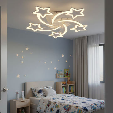 Lustră LED Dimiabilă Stea, 110W, 5 Brațe, 3 Temperaturi Culoare, Telecomandă