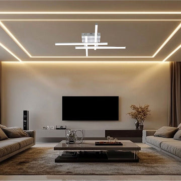 Lustră LED Axis Alb, 4 Brațe, 50W, 4580lm, 700x700x100mm