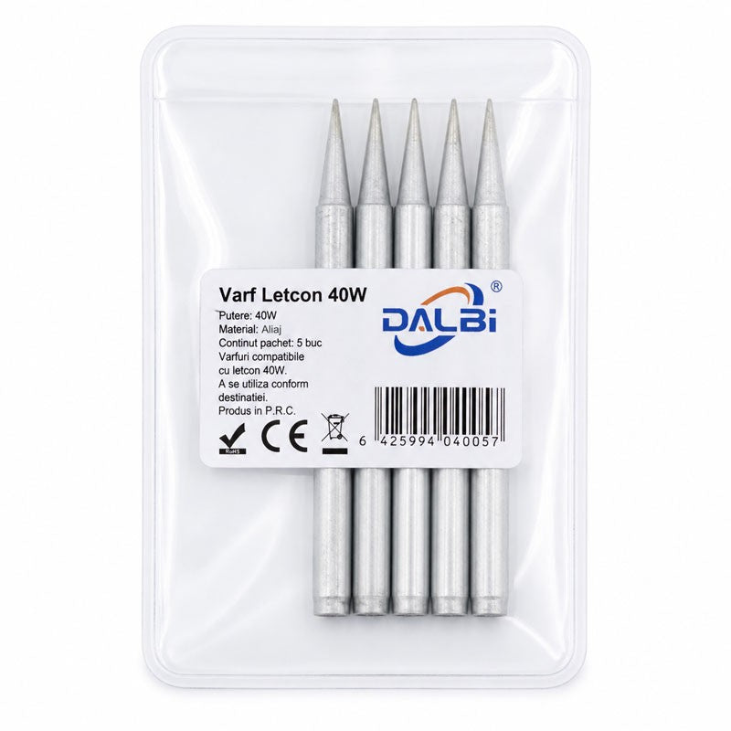 Set 5 Bucăți Vârfuri Letcon Electric 40W, 4.4mm x 67.4mm
