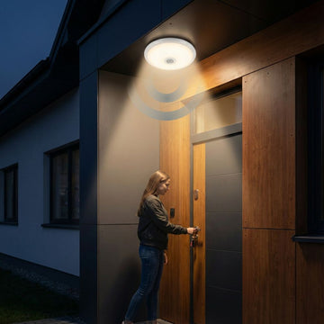 Plafonieră LED cu Senzor de Mișcare Reglabil, Ø290mm, 12W, 6400K, Lumină Rece