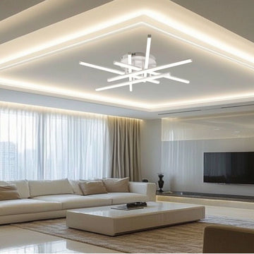 Lustră LED Axis Alb, 6 Brațe, 88W, 7800lm, 800x600x190mm