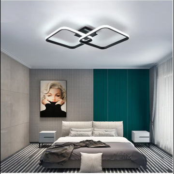 Lustră LED Pătrată 50W, 2 Brațe, 3 Temperaturi Culoare, Telecomandă, 550x115mm